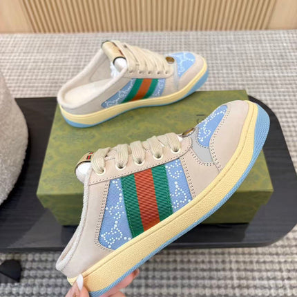 GUCCI 26S LOAFERS IN MULTICOLOR DENIM AND CALFSKIN