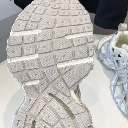 BALENCIAGA 26S CHUNKY SNEAKERS IN WHITE FABRIC AND GREY MESH