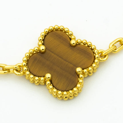 CLOVER BRACELET 5 MOTIFS TIGER EYE