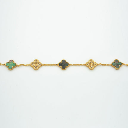 CLOVER BRACELET 5 MOTIF MOP AND DIAMOND