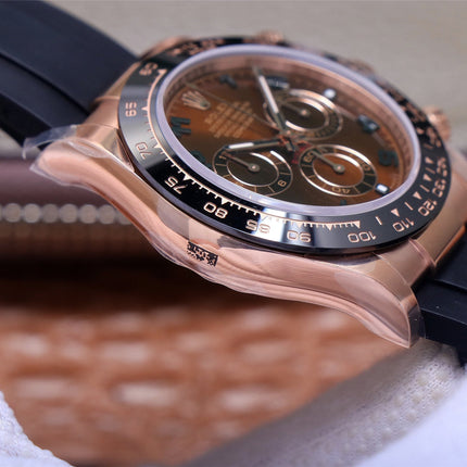 DAYTONA ROSE GOLD CASE 40MM CHOCOLATE DIAL RUBBER STRAP