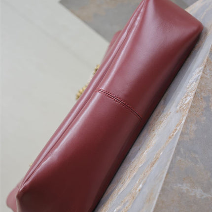 YSL JAMIE 35 IN BURGUNDY RED CALFSKIN GOLD HARDWARE