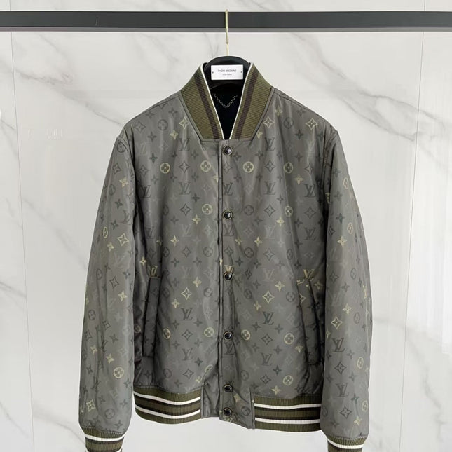 LV MAXI COAT IN GREY MIX KHAKI FABRIC