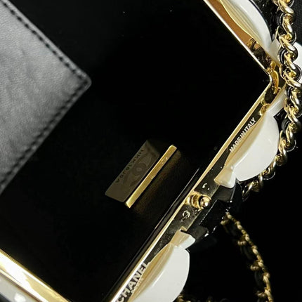 CHANEL 26S POP COCO CLUTCH IN BLACK & WHITE PATENT LEATHER