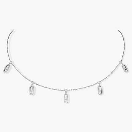 CHOKER MOVE UNO PAMPILLE PAVED SILVER DIAMOND NECKLACE