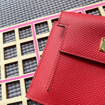 HM Kelly Pocket 13.5 Red Epsom Ghw