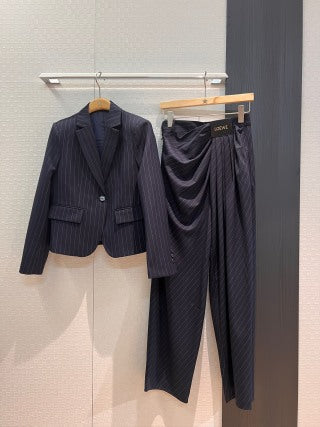 Loewe Draped Vest Suit Dark Blue Cotton