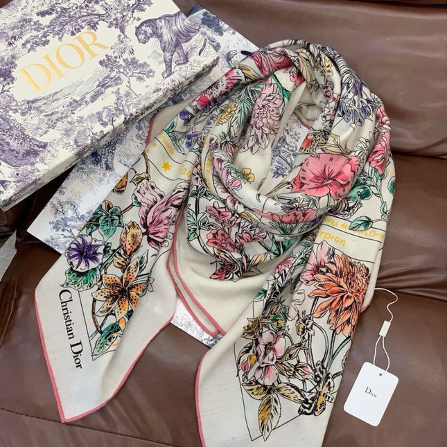 DIOR 26S SCARF 140CM IN CASHMERE SILK 309358