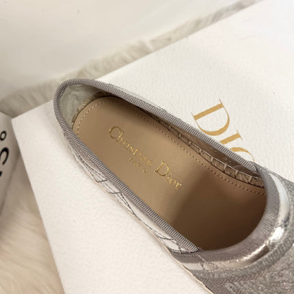 GRANVILLE ESPADRILLE SILVER QUILTED CANNAGE CALFSKIN