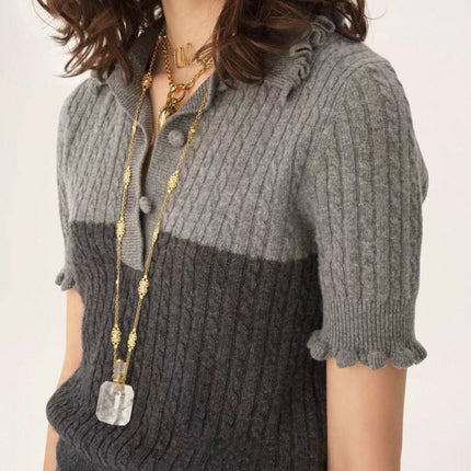 CHLOE 26S SHORT-SLEEVE POLO KNIT TOP STYLE 91