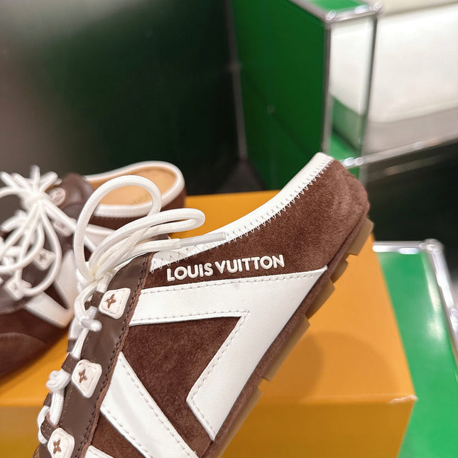 LV 26S MULE SNEAKERS IN DARK BROWN SUEDE