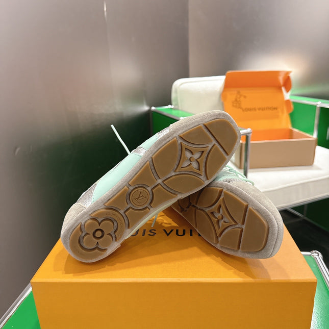 LV 26S SNEAKERS IN BEIGE SUEDE AND SILVER LAMBSKIN WITH CHERRY CHARM