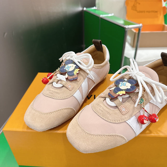 LV 26S SNEAKERS IN BEIGE SUEDE WITH CHERRY CHARM