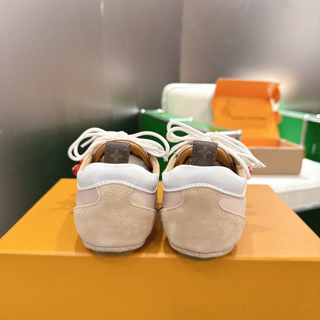 LV 26S SNEAKERS IN BEIGE SUEDE WITH CHERRY CHARM