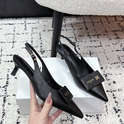 CELINE 26S HIGH-HEEL SLINGBACK 35 MM IN BLACK CALFSKIN