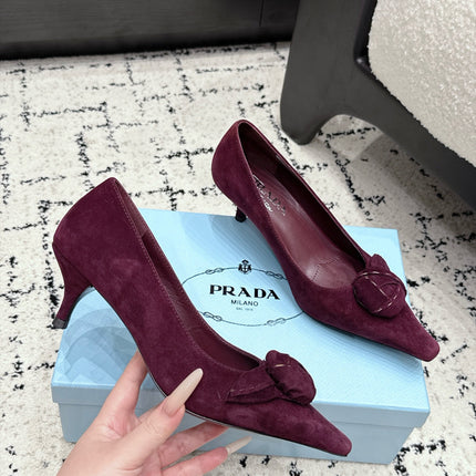 PRADA 26S HIGH HEELS 55 MM IN BURGUNDY SUEDE