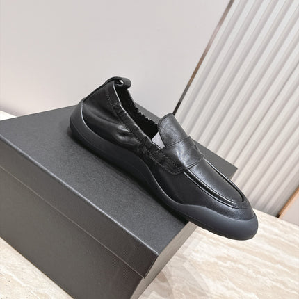PRADA 26S SPEEDROCK LOAFERS 20MM IN BLACK CALFSKIN