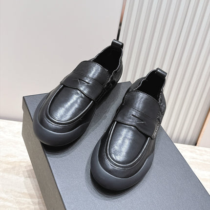 PRADA 26S SPEEDROCK LOAFERS 20MM IN BLACK CALFSKIN
