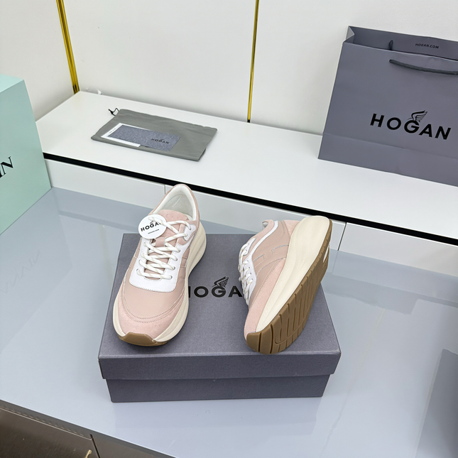TOM FORD 26S HOGAN SNEAKERS IN PASTEL PINK CALFSKIN AND SUEDE