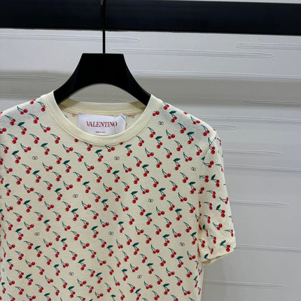 VALENTINO 25S CHERRY PATTERN ROUND NECK T-SHIRT 264040