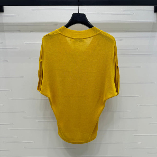 DIOR V-NECK KNITTED SHORT-SLEEVE T-SHIRT YELLOW 274935