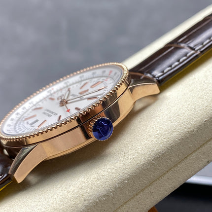 NAVITIMER AUTOMATIC 41 RED GOLD CASE BROWN ALLIGATOR LEATHER STRAP