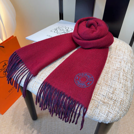 HERMES 26S SCARF 190 IN CASHMERE WOOL BLEND 492187
