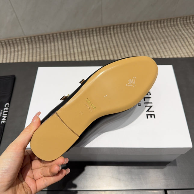 CELINE 26S BALLET FLATS IN BLACK CALFSKIN
