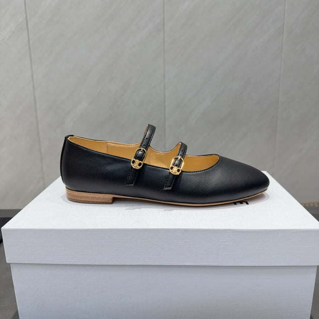 CELINE 26S BALLET FLATS IN BLACK CALFSKIN