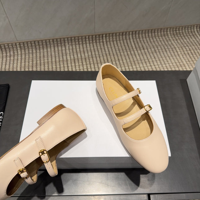 CELINE 26S BALLET FLATS IN BEIGE CALFSKIN