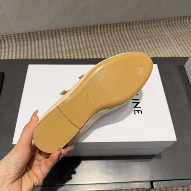 CELINE 26S BALLET FLATS IN BEIGE CALFSKIN