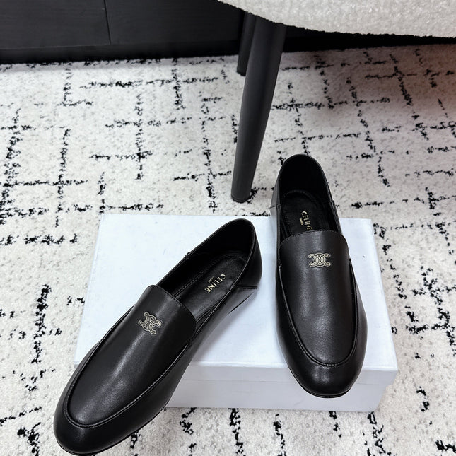 CELINE 26S AURA TRIOMPHE LOAFERS IN BLACK LAMBSKIN