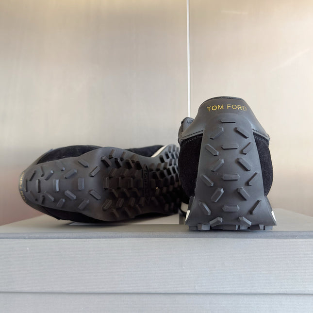 TOM FORD 26S SNEAKERS IN BLACK SUEDE AND CALFSKIN