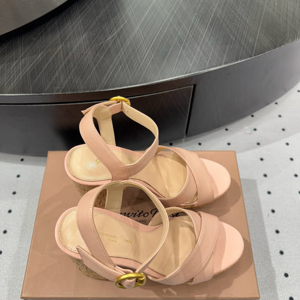 GIANVITO ROSSI 26S CROSS-STRAP SANDALS 115 MM IN NUDE PINK CALFSKIN