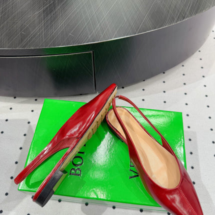 BOTTEGA VENETA 26S SLINGBACK FLATS IN RED CALFSKIN