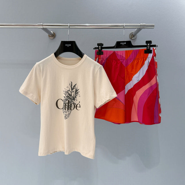 CHLOE CREWNECK T-SHIRT IN WHITE COTTON
