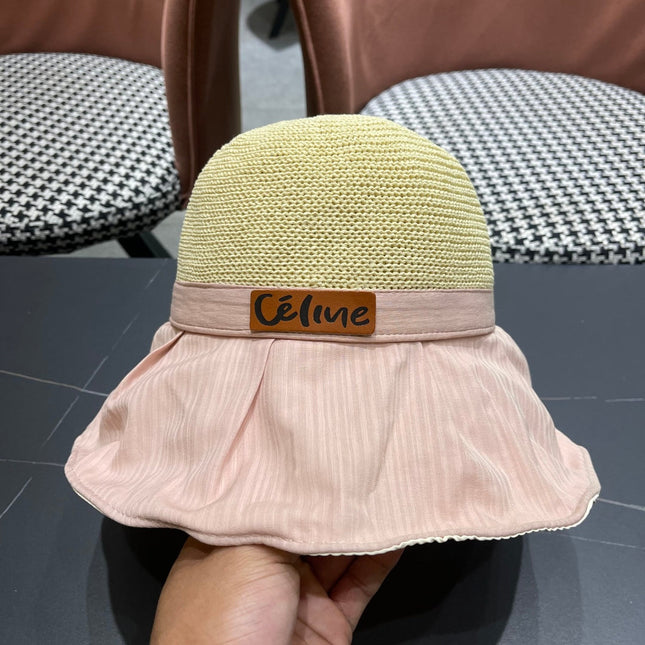 WIDE BRIM HAT MODEL 651947 IN PINK MESH FABRIC