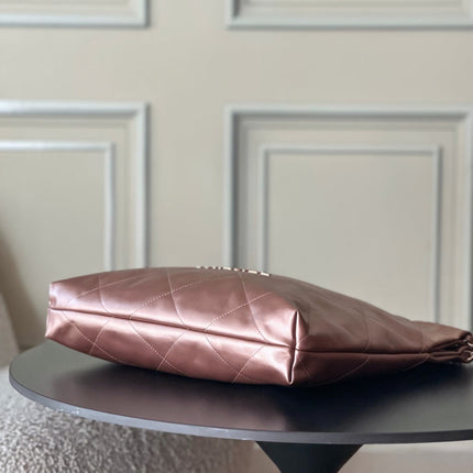 CHANEL 26S 22 BAG 42 IN METALLIC COPPER QUILTED SHINY CALFSKIN