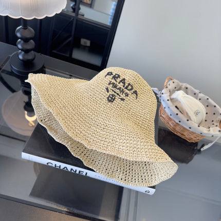 PRADA 26S RAFFIA BUCKET HAT 400745