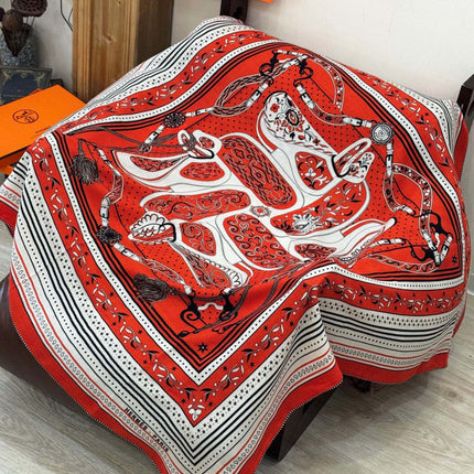 HERMES 25S SCARF 140 IN SILK CASHMERE 991680