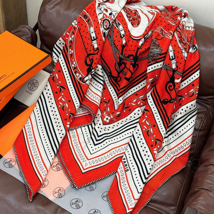 HERMES 25S SCARF 140 IN SILK CASHMERE 991680