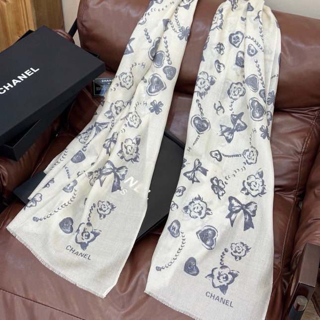 CHANEL 26S PRINTED SHAWL 200 IN SILK 313395