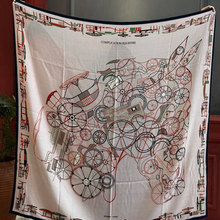 HERMES 26S SCARF 135 IN SILK AND CASHMERE 499915