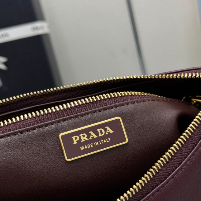 PRADA 25S AIMEE MEDIUM SHOULDER BAG 31 IN BURGUNDY CALFSKIN
