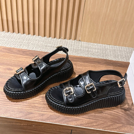 CHLOE 26S PLATFORM SANDALS IN BLACK CALFSKIN