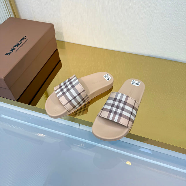 BURBERRY 26S SLIDES SANDAL IN NUDE BEIGE CALFSKIN