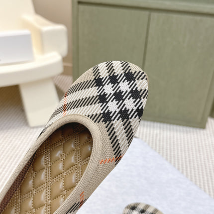 BURBERRY 26S BALLET FLATS IN BEIGE AND BLACK KNIT STYLE 1