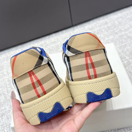 THE BURBERRY CHECK TERRACE SNEAKERS IN BROWN CANVAS