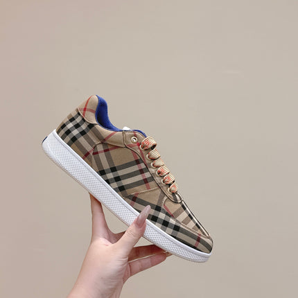 BURBERRY 26S PLAID TERRACE SNEAKERS IN LIGHT BROWN CANVAS STYLE 13