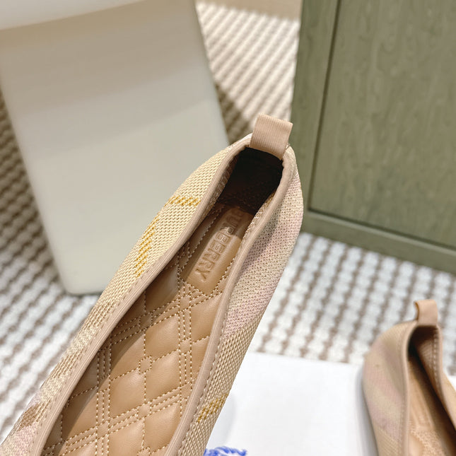 BURBERRY 26S BALLET FLATS IN BEIGE KNIT